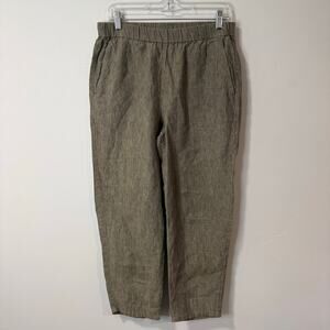 Eileen Fisher Women's Organic Linen Pull On Pants Green Small Beachy Lagenlook